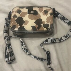 UGG Cow Pattern Crossbody Bag with Clear Layer
